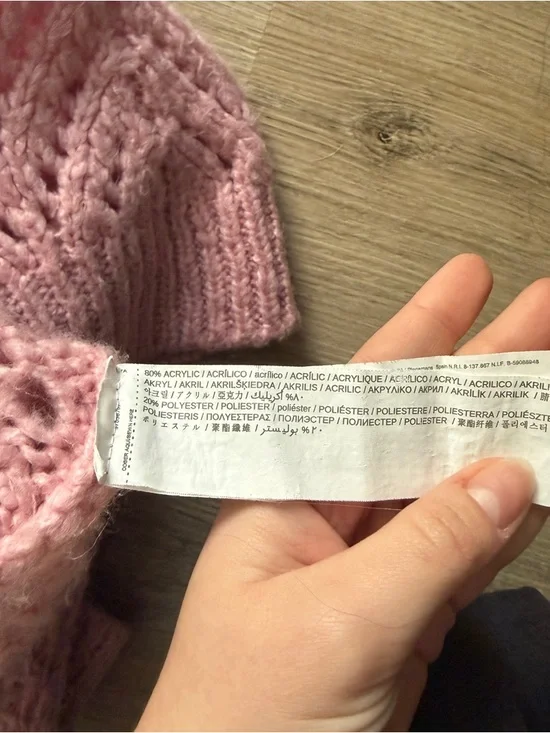 Mango Pink Open-Knit Chevron Crewneck Sweater - Picture 5 of 5